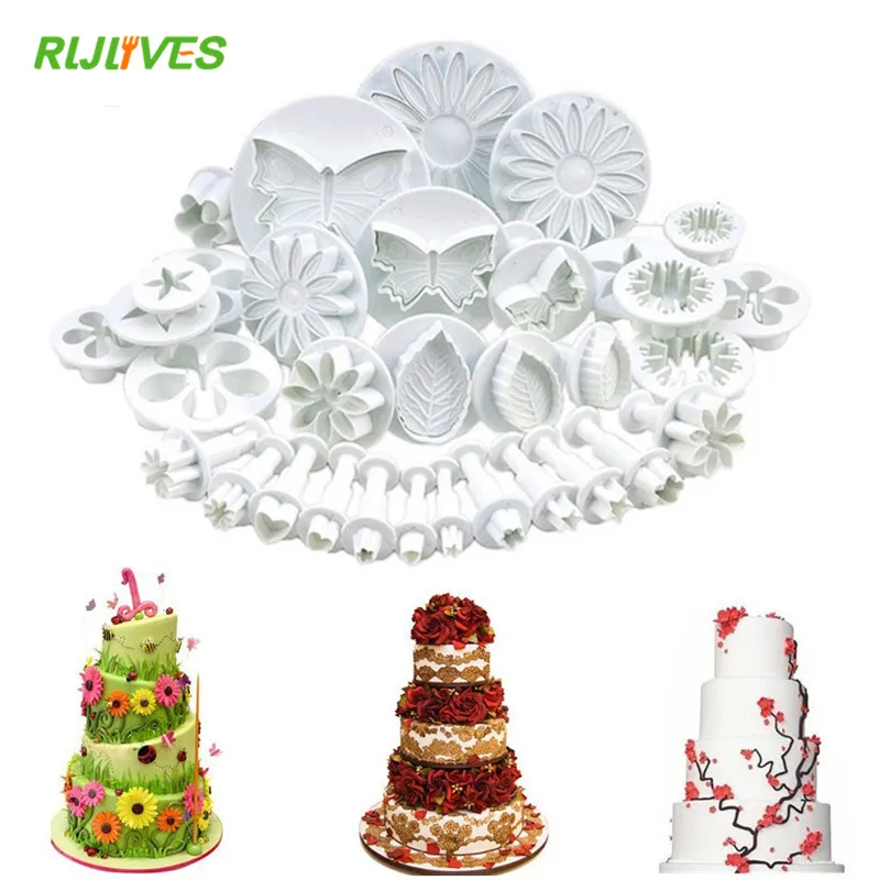 

33Pcs/Set Plastic Flower Fondant Cake Decorating Tools Sugar Craft Plunger Cutter Baking Cookies Mold Kitchen Tool