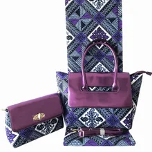Высокое качество восковая сумочка и комплект из восковой ткани уникальные последние африканские настоящий воск Hollandais ткань и сумка набор для вечерние