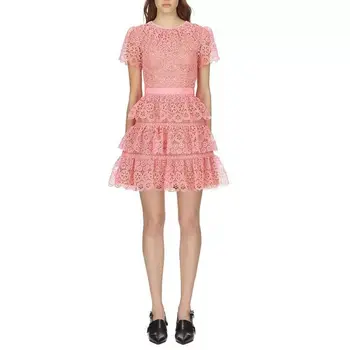 

Top Quality Celebrity Sexy Pink Dress Lace Mini Bodycon Evening Party Night CLub Elegant Dresses