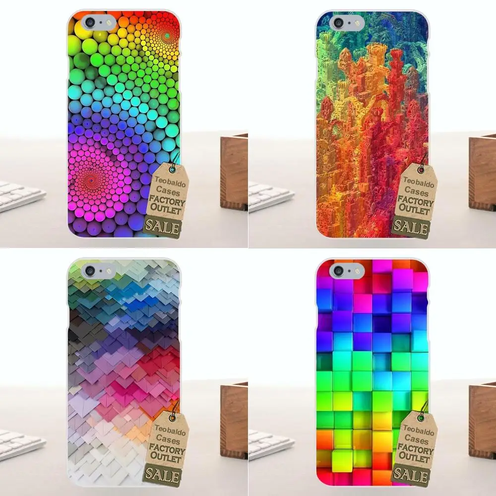 Мягкий Стильный чехол Потрясающие блоки Радужная 3d графика для Apple iPhone X 4 4S 5 5C SE 6 6S