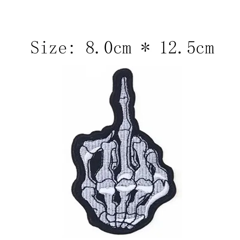 Skeleton Hand 12.5cm high left chest skull embroidery patch Wholesale price iron on sew emblemas for DIY clothing sleeve bag | Дом и сад