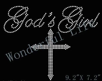

Iron On Rhinestone Transfer free shipping God's Girl with Cross Rhinestone Iron on T Shirt Transfer