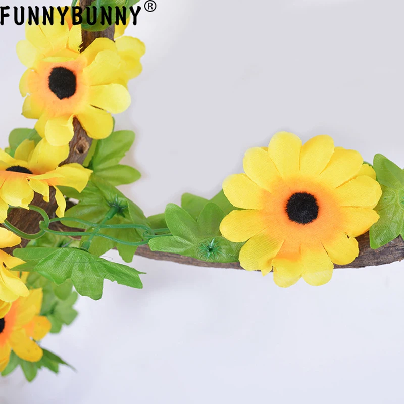 FUNNYBUNNY Artificial Sunflower Rattan Garland Silk Flower Ivy Vines for Home Wedding Garden Stairs Balconies Lofts Decoration FUNNYBUNNY Artificial Sunflower Rattan Garland Silk Flower Ivy Vines for Home Wedding Garden Stairs Balconies Lofts Decoration