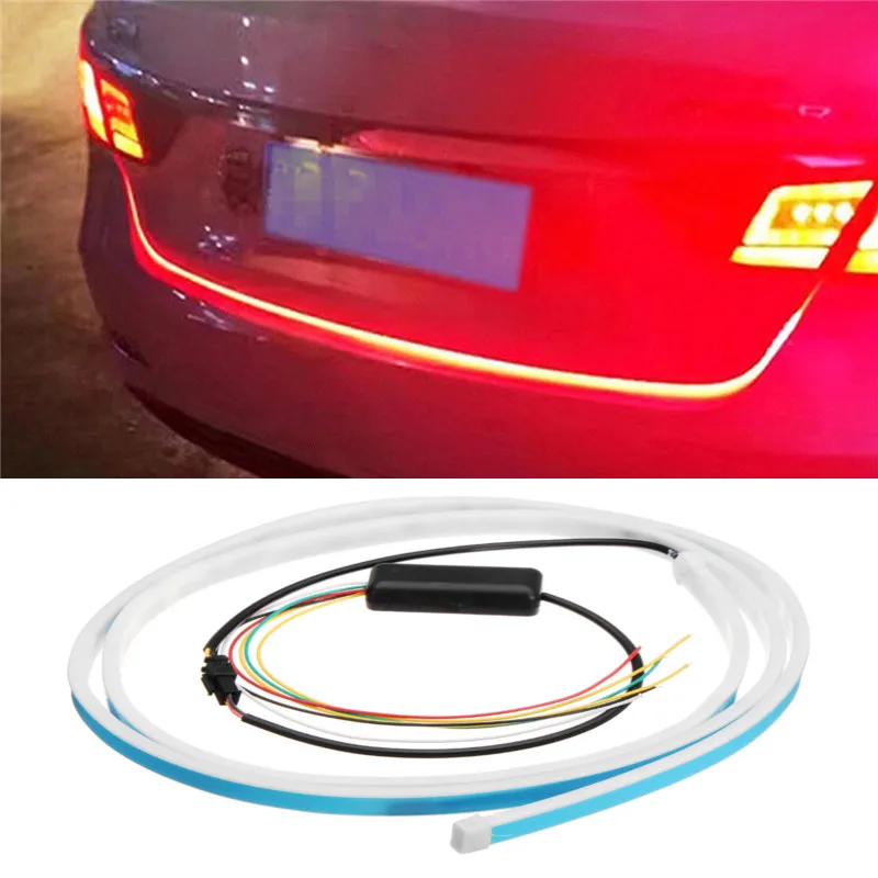 

153cm RGB 5050 72 LED Car Strip Warming Light 12V DC Car Tail Trunk Tailgate Strip Light Brake Driving Signal Lamp Waterproof