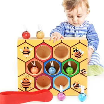 

1 set of Bee And Beehive Matching Game Baby Funny Toy Color Sensory Training Early Educational Toy Color Matched