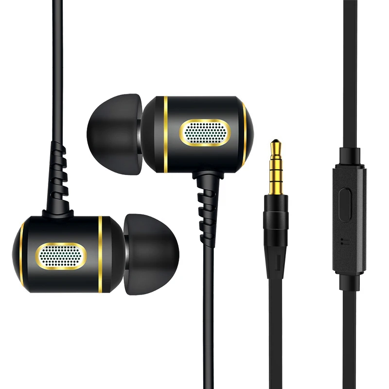 Wire Earphones with Mic Microphone Metal Stereo Headsets for Phone