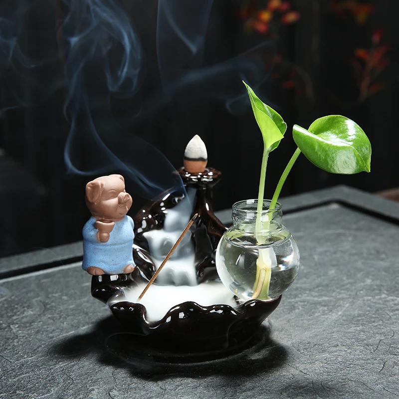 

Lovely Pig Backflow Incense Burner Vase Aromatherapy Stove Ceramic ,Bedroom,Home Decorations,Yoga,teahouse,office,temple,Zen