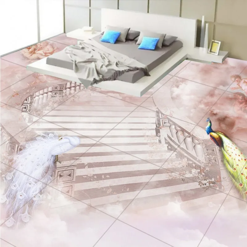 

Free Shipping 3D stereo Flooring Beautiful fairyland custom bedroom Self-adhesive high quality wallpaper mural