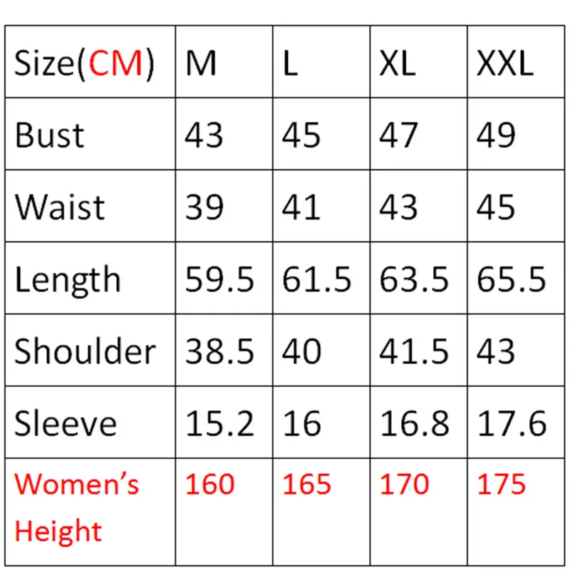 Women size table