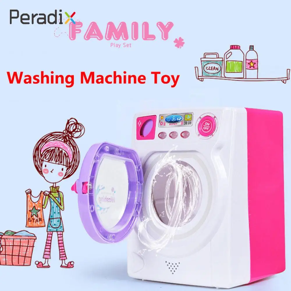 Имитация стиральная машина игрушка маленькая техника девушка розовая кухня миниатюрный Электрический светодиод