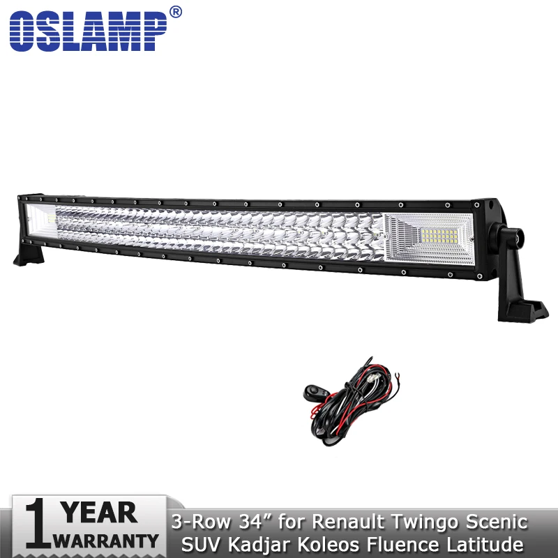 Oslamp 34inch 486W 3-row Curved LED Light Bar Offroad 4x4 Combo Led Work Light Bar 12v 24v for Renault Twingo Scenic SUV Kadjar Oslamp 34inch 486W 3-row Curved LED Light Bar Offroad 4x4 Combo Led Work Light Bar 12v 24v for Renault Twingo Scenic SUV Kadjar