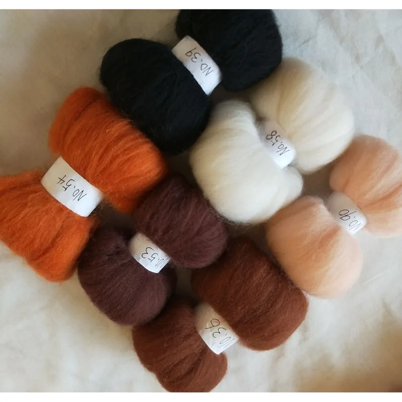 WFPFBEC felt wool roving merino kit needle for feling fibre felting doll set 60g 10g/color total 6 colors | Дом и сад