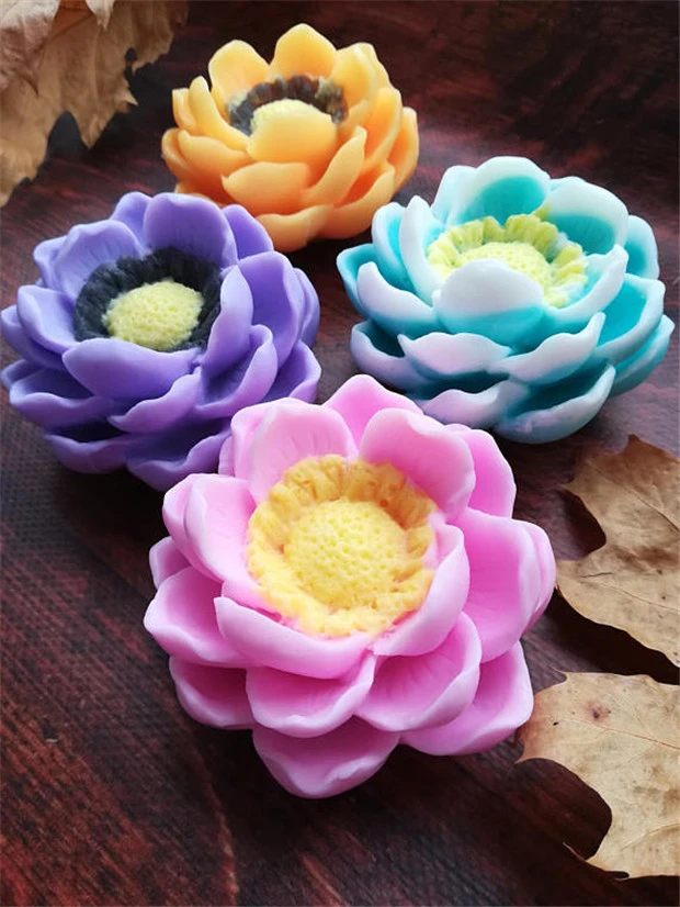 3d モクレンの花の花のキャンドル金型チョコレートフォンダンケーキ金型シリコーン花束花型 Hc0022 ケーキ型 Aliexpress