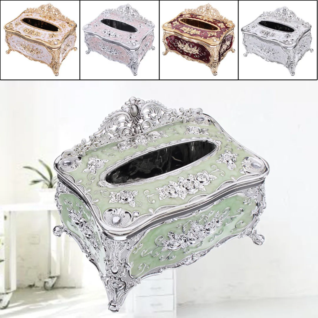 JX-LCLYL Elegant Gold Tissue Box Cover Chic Napkin Case Holder Hotel Home Decor Organizer