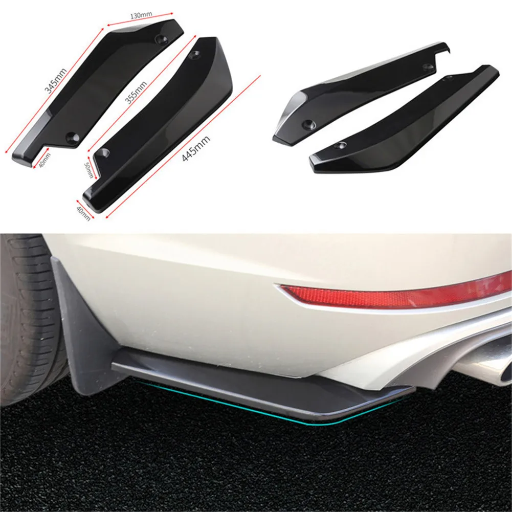 2x Carbon fiber Universal Car Rear Bumper Spoiler Lip Canard Diffuser Wrap Angle