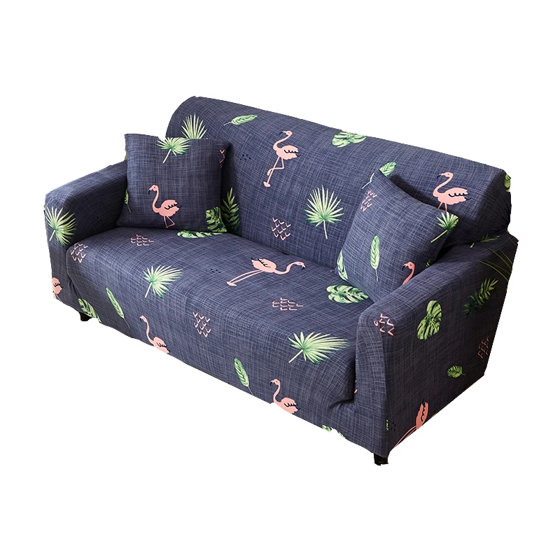 Deep Blue Slipcovers for Couch Stretch Sofa Covers Flamingo Leaf