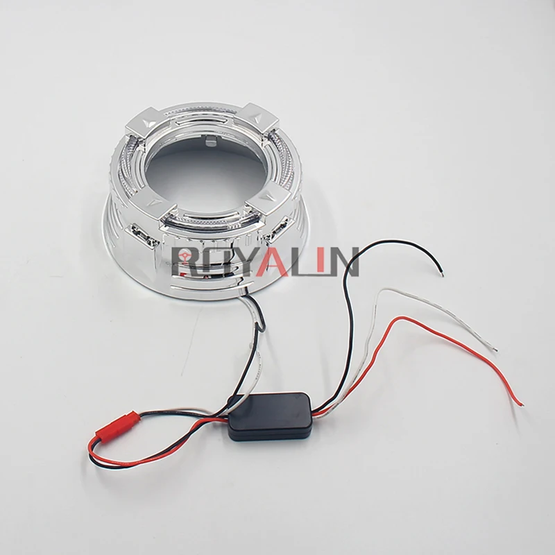  ROYALIN LED Car Projector Lens Shrouds For Mini Quadrod Masks 3.0 Inch White Daytime Running Light  - 32983052753