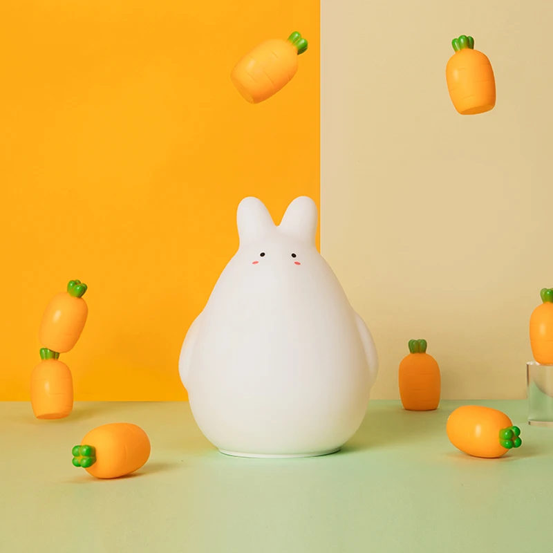 

Egogo Night Light White Rabbit Silicone Lamp Patted Sensor LED 7 Colors Night Light Atmosphere Lamp USB Charging With Seep Light
