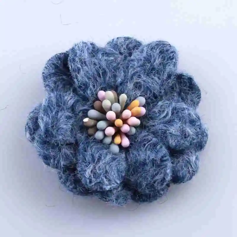 10 шт. 5 см 11 цветов мини шерстяная ткань цветок с Stamen для свадебного приглашения искусственные цветы для украшения платья U pick - Цвет: Blue