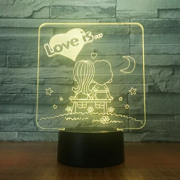 

Led gift table lamp creative 7 color acrylic night light 3d personality atmosphere lamp 1834