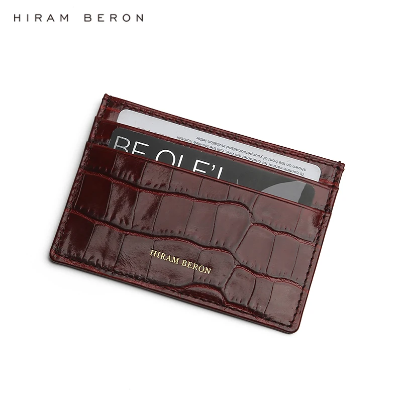 Hiram Beron Make Your Own Case Italian Leather Card Holder Womens Thin Wallet Crocodie Pattern dropship Hiram Beron Make Your Own Case Italian Leather Card Holder Womens Thin Wallet Crocodie Pattern dropship
