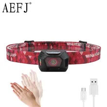 Мини Портативный головной светильник s датчик движения тела Встроенные батареи налобный фонарь головной светильник XPE светодиодный для бега/рыбалки/велоспорта