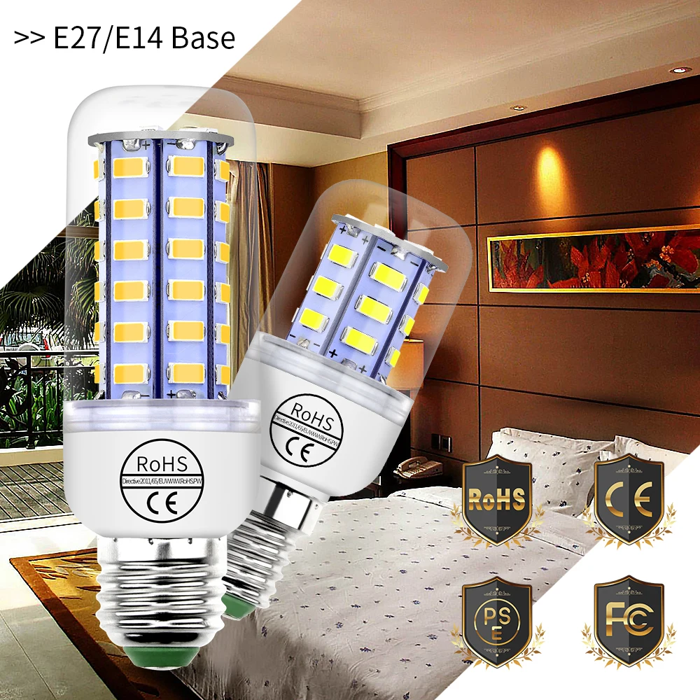 

E27 LED Lamp 220V E14 LED Corn Bulb GU10 Led Light Bulb B22 Home Energy Saving Candle Light 3W 5W 7W 9W 12W 15W Lamp SMD 5730