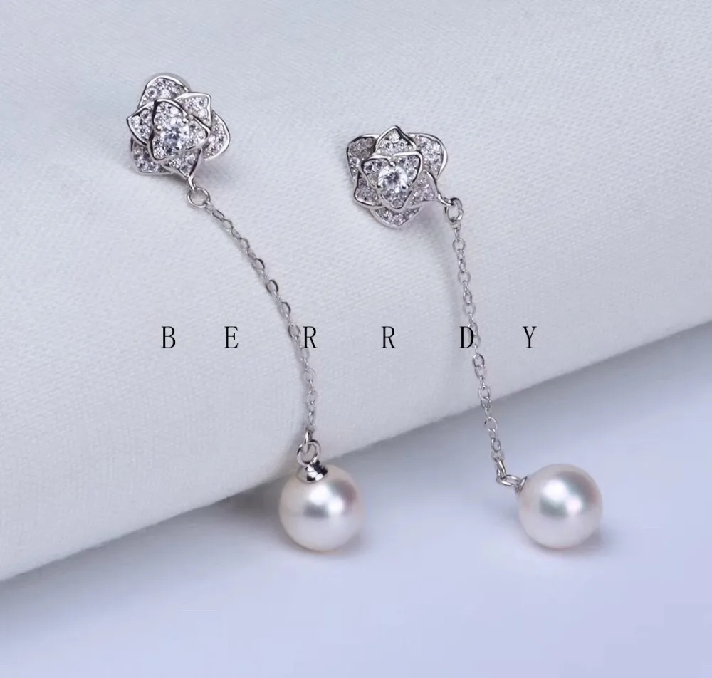 S925 Sterling Silver Pearl вечерние Цепочки и ожерелья серьги крепления выводы изысканный комплект ювелирных изделий Запчасти фитинги Для женщин