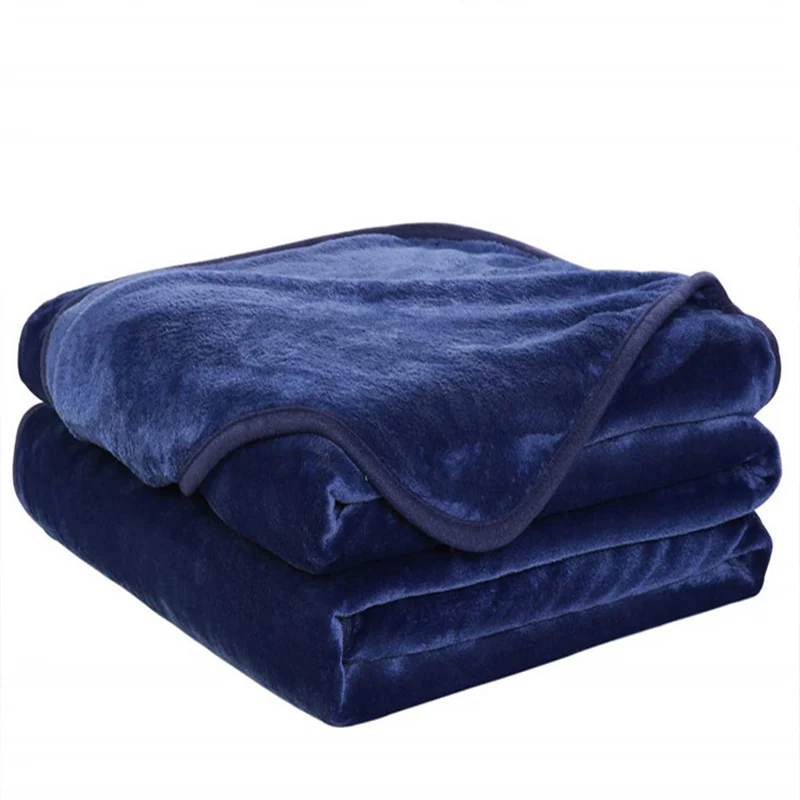 230gsm/300gsm 6 размеров, супер мягкое Коралловое Флисовое одеяло, одноцветное покрывало для дивана, норковая зимняя тёплая простыня, пушистое Клетчатое одеяло - Цвет: Dark Blue