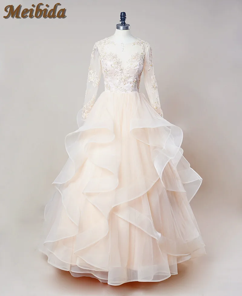 Layered Ruffles Lace Wedding Dresses Organza A Line Sweetheart Bridal