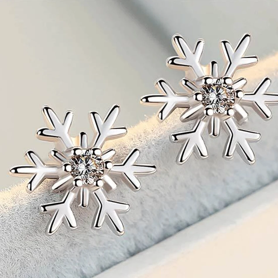 Ночной снег-маленькая и изысканная Снежинка гипоаллергенныые Серьги Серебряные украшения красивые модные женские аксессуары