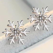 Ночной снег-маленькая и изысканная Снежинка гипоаллергенныые Серьги Серебряные украшения красивые модные женские аксессуары
