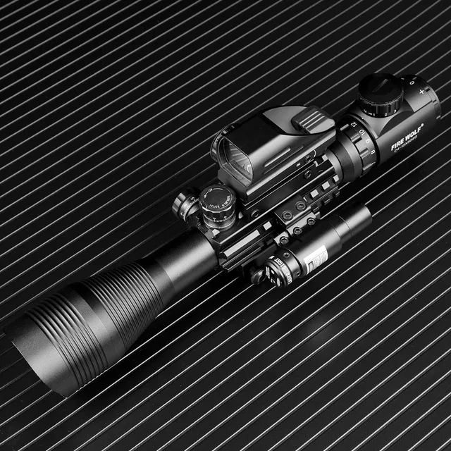 Caza Airsofts Riflescope 4-12X50 EG 3 en 1 pistola de aire táctica rojo verde punto láser mira de Mira óptica holográfica Rifle alcance - Imagen 3