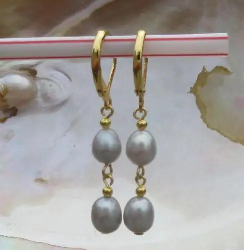 

Elegant AAA+++ Genuine Natural South Sea Gray Pearl Dangle Earring 14k/20/20 Gold