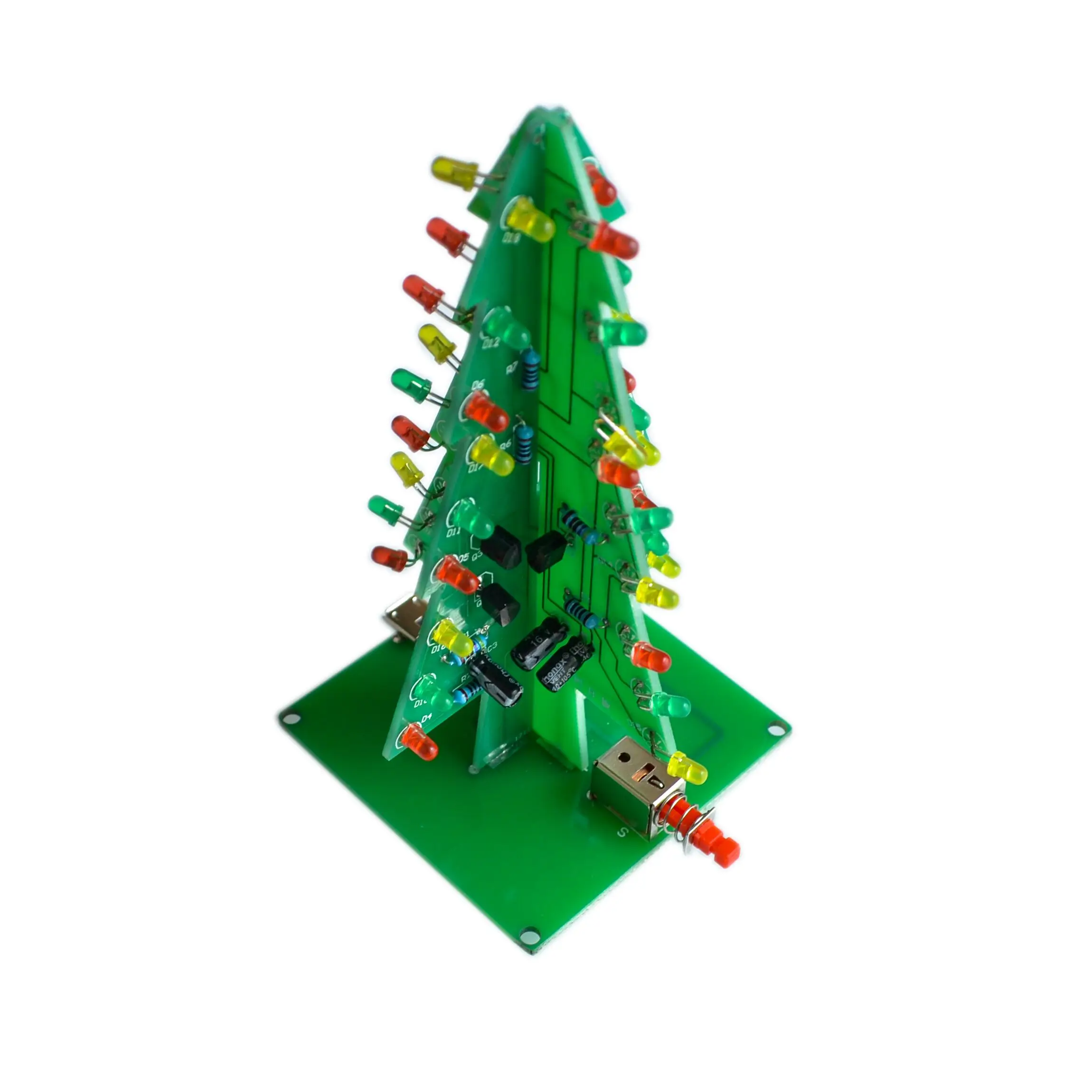 

Three-Dimensional 3D Christmas Tree LED DIY Kit Red/Green/Yellow LED Flash Circuit Kit Electronic Fun Suite