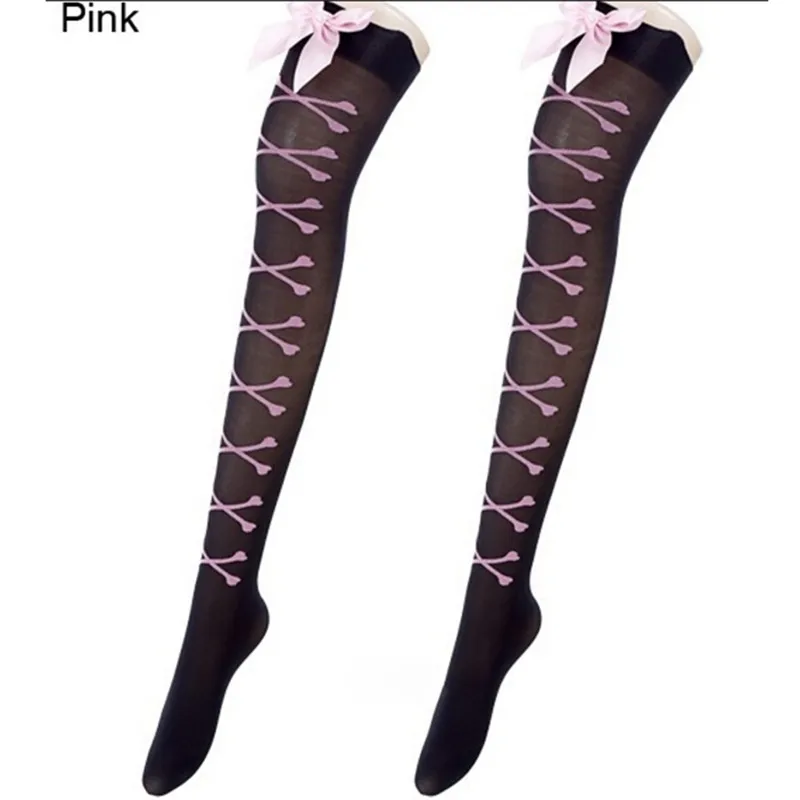 Cute Fashion Sexy Womens Top Bow Bowknot Over Knee Thigh High Long Lace legging