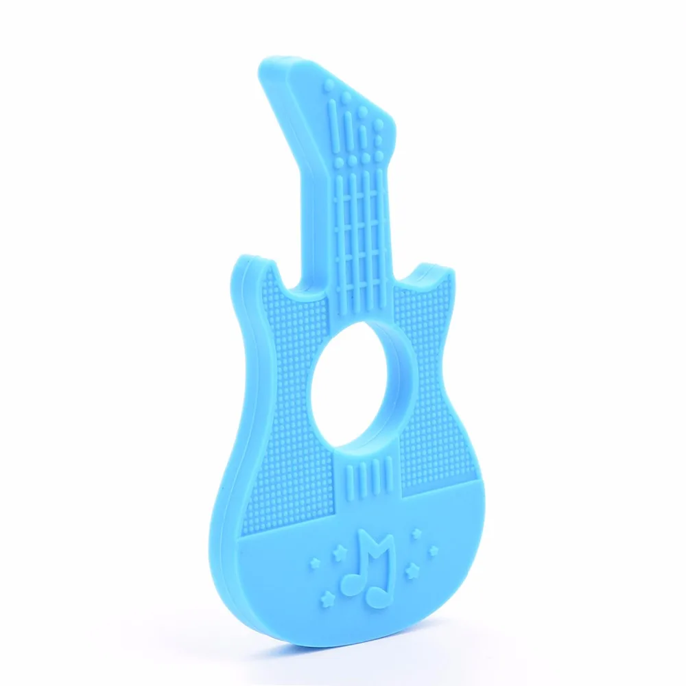 1 шт. игрушка в форме гитары для прорезывания зубов BPA бесплатно Детская жевательная из силикона Подвески ожерелье силикон Силиконовый грызунок гитара Прорезыватель игрушка