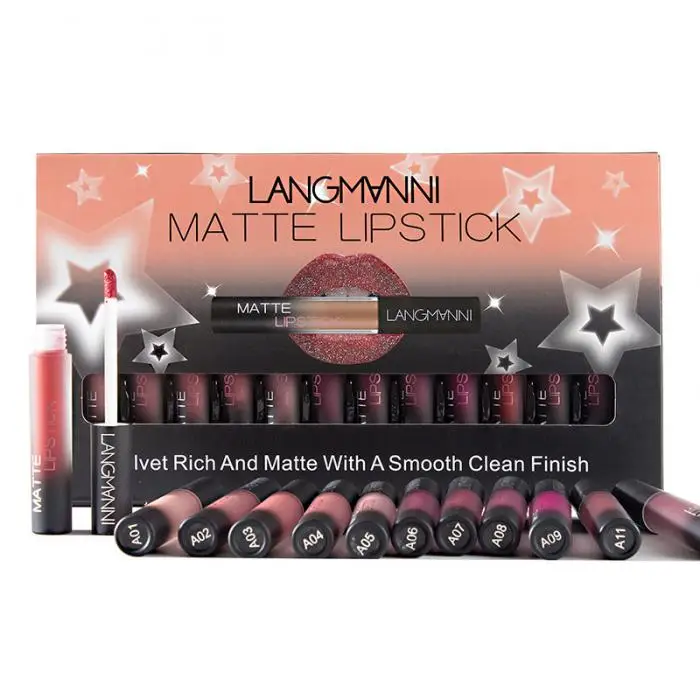 Matte Batom Caneta Líquido Veludo Esmalte Lábio Cosméticos Kg66 Kit 12 Pcs 32 Kit 12 Pcs Matte Batom Caneta Batom