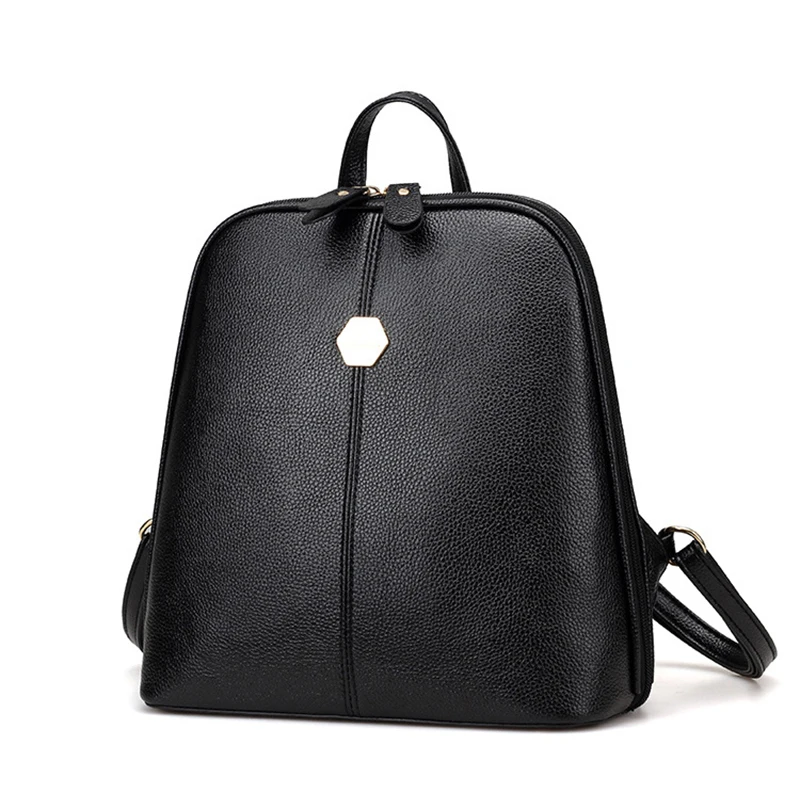 Женский рюкзак в простом стиле из искусственной кожи, школьный рюкзак для девочек-подростков, модная однотонная сумка на плечо