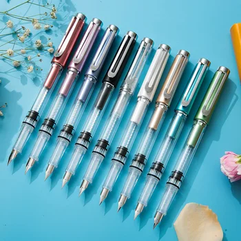 

High capacity fountain pen Genuine plastic piston fashion Portable Color ink Transparent Business Office school supplies Writing