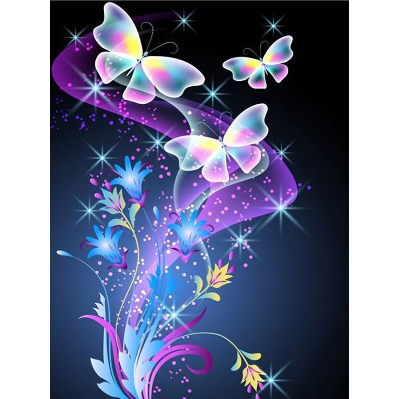 

100% Full 5D Diy Daimond Painting "Crystal Butterfly" 3D Diamond Painting Round Rhinestones Diamant Painting Embroidery Animals