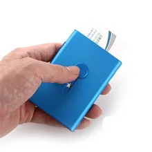 Ручной кнопочный держатель для визитных карточек, Алюминиевый металлический Карманный чехол