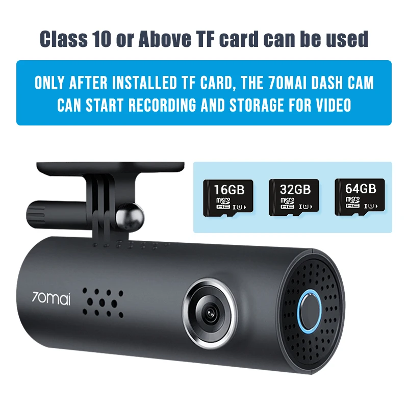 70mai Car DVR 1S APP& English Voice Control 70 Mai Dash Cam 1S 1080HD Night Vision 130FOV Free Wifi 70mai Car Recorder 1S Auto