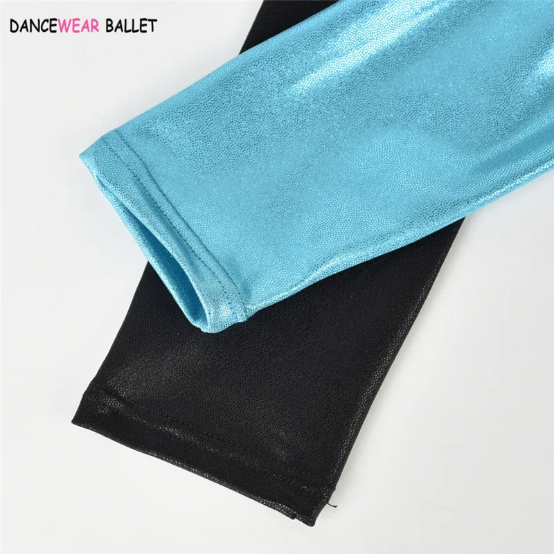 Rhythmic Gymnastic Leotard Girls Shiny Metallic With Rhinestone Kids Toddler Dance Ballet Leotard Dress Long Sleeve Gym