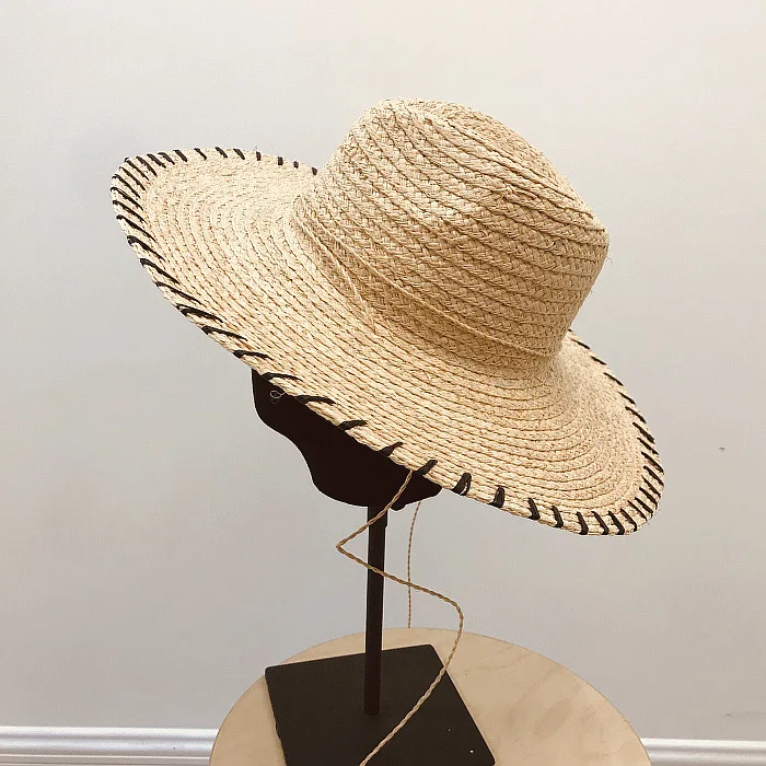 2019 Новая высококачественная шляпа с широкими полями 12 см Raffia для женщин и мужчин джаз шляпа Панамка шляпа летняя Соломенная пляжная шляпа