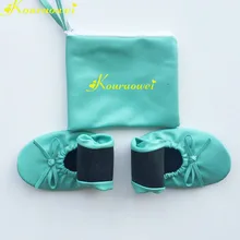 Зеленые танцевальные складные балетки на плоской подошве для свадьбы Вечерние