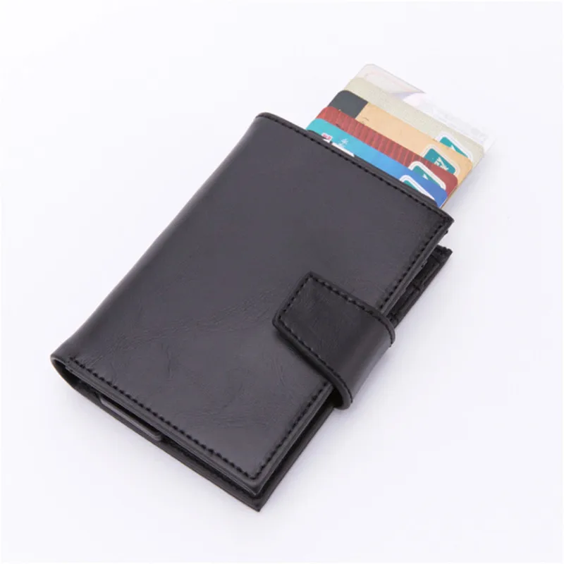 New RFID Protection Credit Card Holder Men Wallet Hasp Metal Purse Single Box Aluminium Blocking Case for Bank Cards
