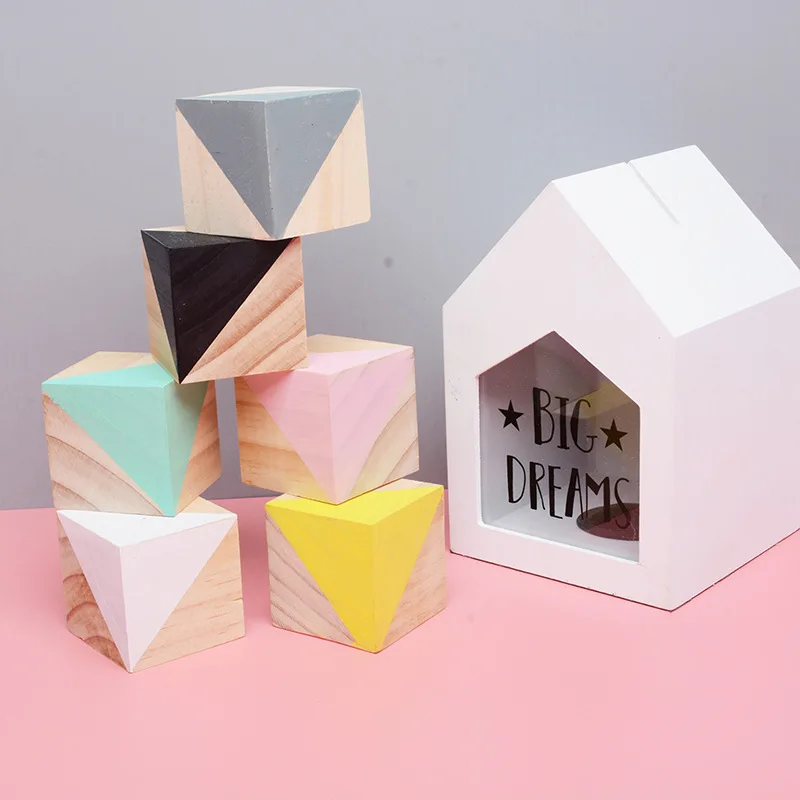 

Wood Nature Blocks Wooden Building Blocks Craft With Eyelash Early Learning Educational Toys Scandinavian Style Baby Room Decor