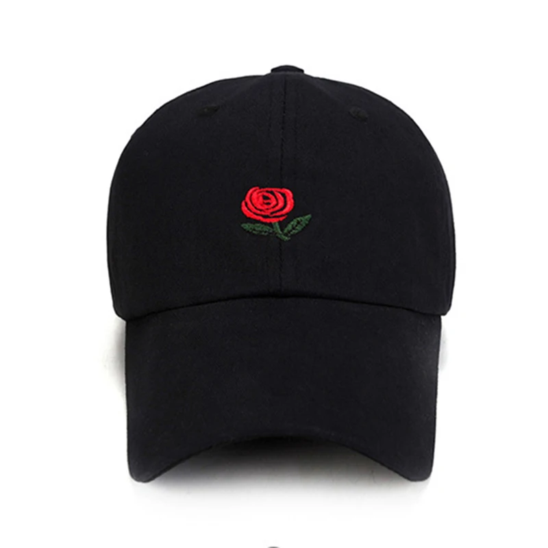Women Men Rose Embroidered Baseball Cap Unisex Solid Flower Pattern Hat Male Female Fashion Adjustable Cotton Casual Caps CP0049 (10)