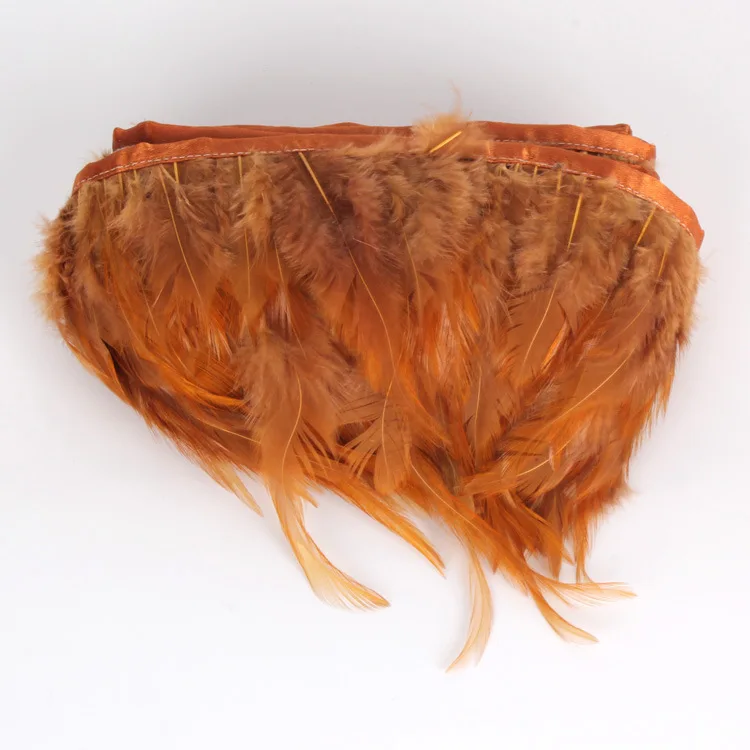 Free shipping 20 yards tan Coque feather Trim fringe hackle feather
